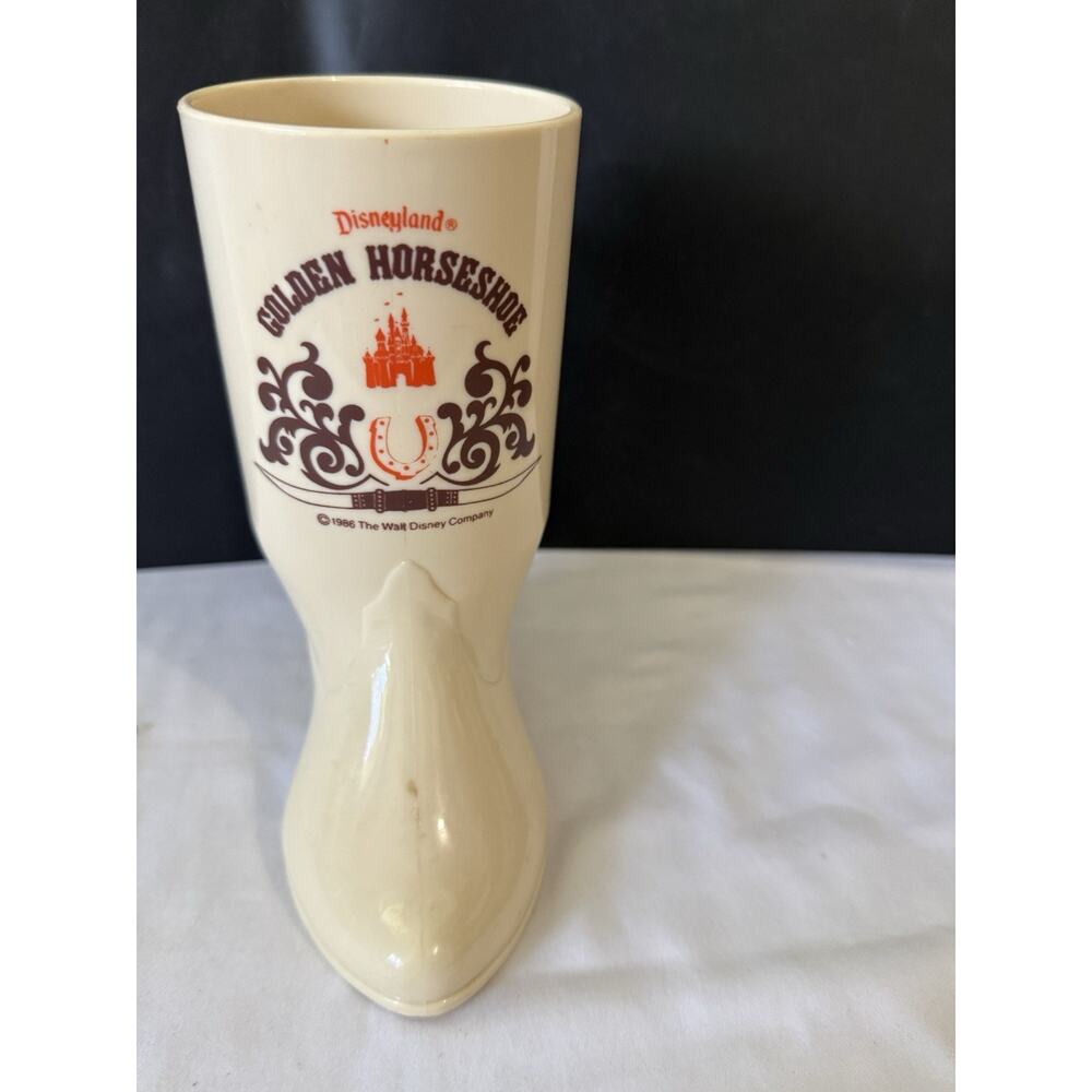 Disneyland Golden Horseshoe Souvenir Plastic Boot Mug - 1986
